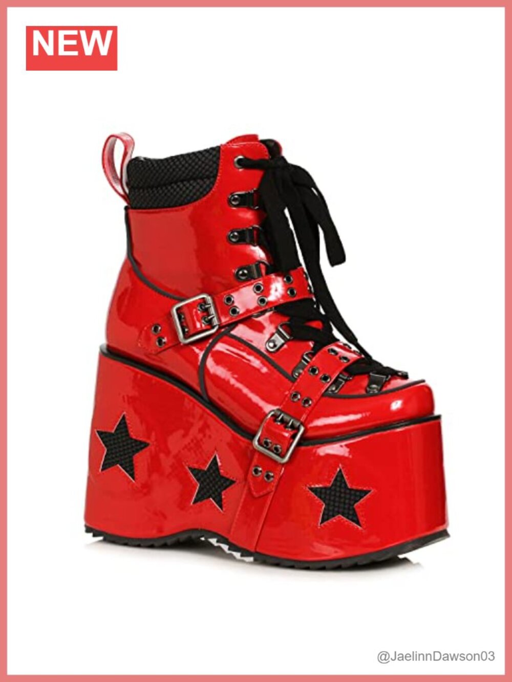 Chunky Platform Boot with Star & Buckle Details Mid-Calf